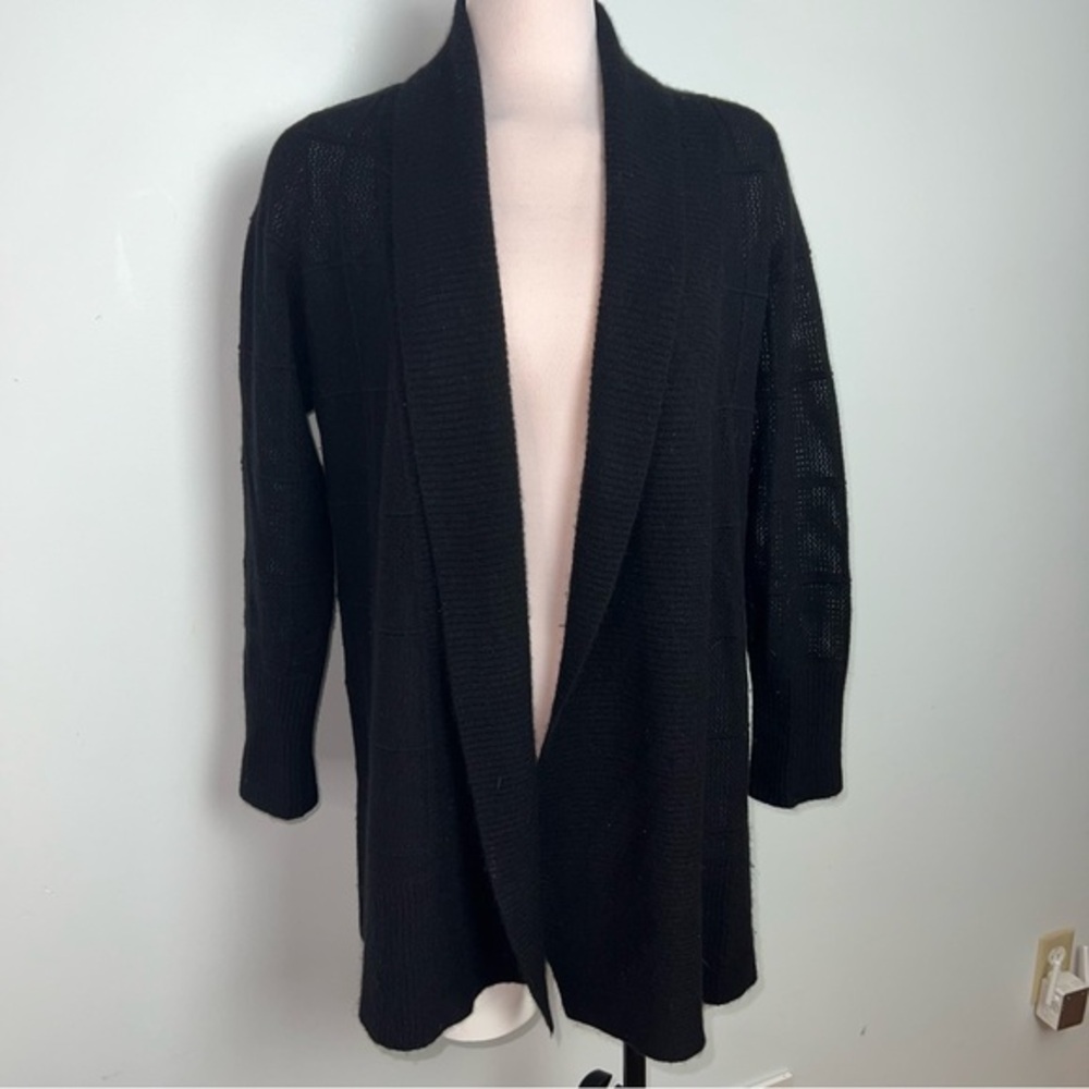 Charter Club Cashmere Knit Open Front Long Sleeve Cardigan Black Women’s Medium